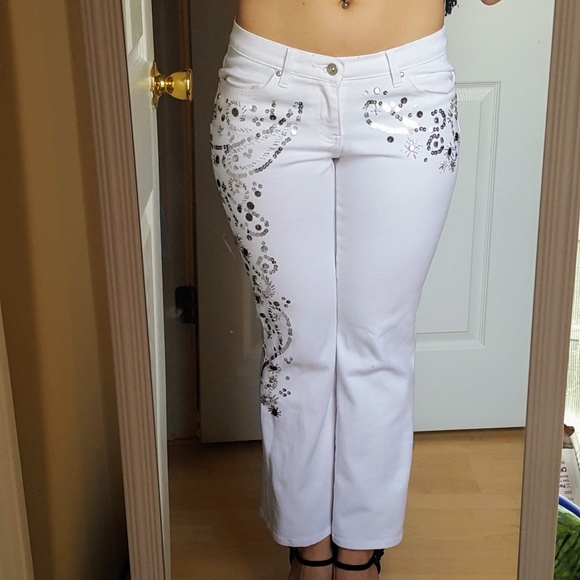 embellished white jeans